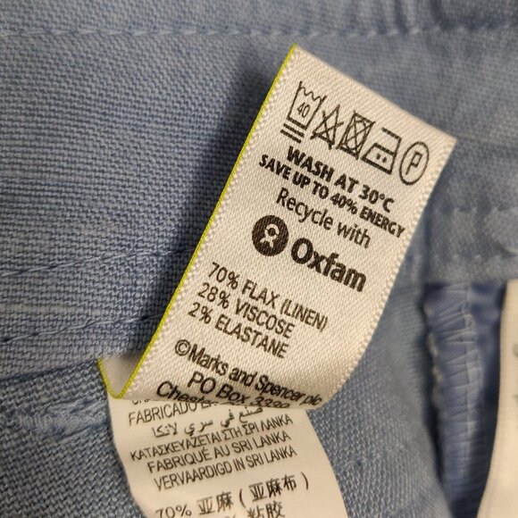 Autograph Women's Straight Pants Size L Blue Linen Viscose Resortwear Outerwear - Picture 5 of 10